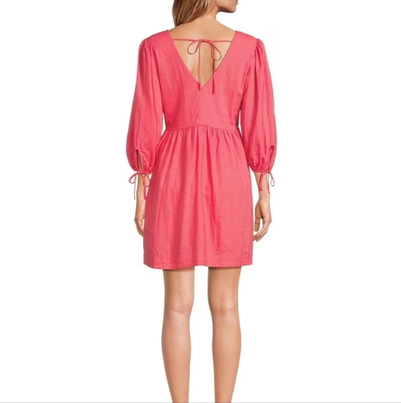 Coral Every V-Neck Linen Blend Sundress - Picture 2 of 7